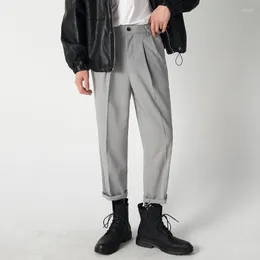 Men's Suits 2022 Men's Leisure Cotton Suit Pants Mens High Quality Fabrics Harem Casual Western-style Light Grey/black Color Trousers