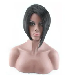 Woodfestival Short Straight Wig Synthetic Black Cosplay Bob Wigs Heat Resistant Hair for Black Women Bangs5989172