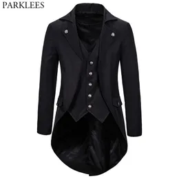 Men's Suits Blazers Gothic Victorian Tailcoat Jacket Men Steampunk Medieval Cosplay Costume Male Pirate Viking Renaissance Formal Tuxedo Coats 2XL 221201