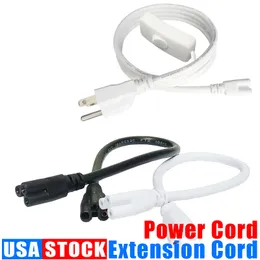 US Plug T8 Tube Wire Switch Connector med ON OFF Switch Strömsladdförlängning Pigtail för lampor Ljusport 1ft 2ft 3.3ft 4ft 5ft 6ft 100 Pack usalight
