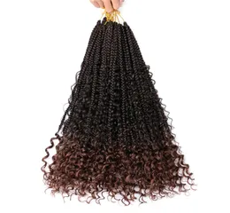 Lans 22 inch synthetische rivierbox vlechten met krullende haarverlengingen Goddess Crochet 12 Rootspack Boheemian met krullent LS341617439