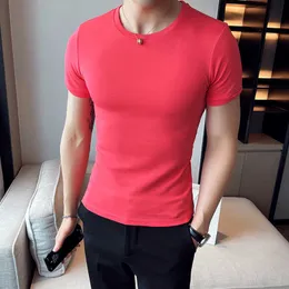 T-shirt da uomo Estate di alta qualità Solid Slim Fit T-shirt a maniche corte Uomo O-Collo Casual Skinny Tee Shirt Uomo Sport Fitness T-shirt in cotone T221202