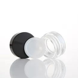 5g 3g 5 ml 3 ml KLAR GLASS CREAMN -flaskor sminkar burk med svarta lock kosmetiska containerförpackningar
