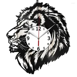 Duvar saatleri bir aslan kayıt saati ev sanat dekoru benzersiz tasarım el yapımı orijinal hediye siyah özel fan