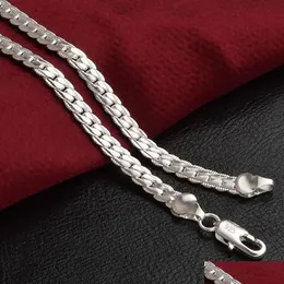 Łańcuchy 925 Sterling Sier Sier Snake Bone Naszyjnik 5 mm szerokość mężczyzn mężczyzn Kobiet biżuterii
