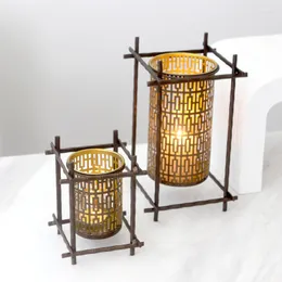 Ljusstakar kinesiska vintage ljusstake ih￥lig metall enkel h￥llare romantisk kreativ porte bougie hem sovrum dekoration mm60zt