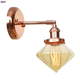 Wall Lamp IWHD Creative Japan Style LED Vintage Glass Lampshade Light Retro Iron Rose Golden Wandlamp Simple Bathroom