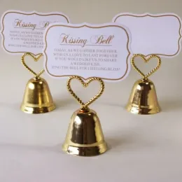 Kissing Bell Silver gold Bell Place Card Holder/Photo Holder Wedding Table Decoration Favor