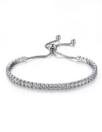 Elegante bracciale tennis regolabile con castone placcato platino e zirconi263d23935571566723