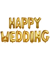 12pcsset szczęśliwy ślub słodkie foliowe listy helu dekoracje balonowe rocznica dekoracje złoty kolor 16 cali 1399992