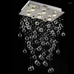 Pendant Lamps Modern Rectangle Chandelier Lighting Dining Room Hanging Crystal Lamp Luxury Kitchen Island LED Cristal Lustres GU10 90-265V