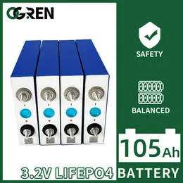 100AH ​​105AH LIFEPO4 Batteri 3.2V 4/8/16/32 st laddningsbara batterititium järnfosfatceller DIY EV RV GOLF CART SOLAR SYSTEM SYSTEM