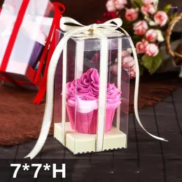 Opakowanie na prezent 10 szt. 2022 Przyjazd 7 HCM przezroczysty PCV Cute Cup Cake Displaypackging Box BirthdayWedding Pudawinik Dzień Mother '