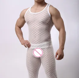 Camas de tanques para hombres 2022 Marca de moda Black Plaid Fishnet Man Sexy Fitness Fun