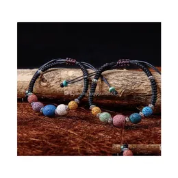 Charm Armband 2 Styles Bohemian Colorized Natural Lava Stone Essential Oil Diffuser Armband Chromatic Aromthraphy Beads Bangle wo Dhlac