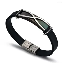 Charm armband 2022 mode smycken vintage svart silikon armband enkel x bokstav rostfritt stål slät glans