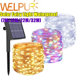 Decorações de jardim LED Solar String Fairy Light Christmas Lights 22m 12m 7m 50100 Lâmpada de decoração de festa de casamento de fios de cobre 221202