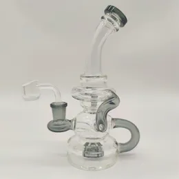 2022 8 Inch Clear Black Glass Water Pipe Bong Dabber Rig Recycler Pipes Bongs Smoke Pipes 14.4mm Female Joint with Regular Bowl&Banger US Warehouse