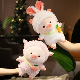 28/38cm Lovely Pig Plush Toy 박제 부드러운 창조적 인 돼지 코스프레 토끼 공룡 양 곰 인형 장난감 어린이 소녀 생일 선물