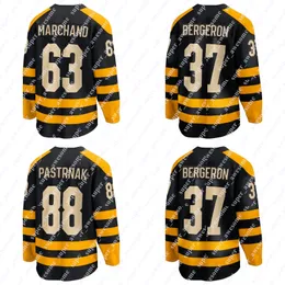 KOB Winter Classic 37 Patrice Bergeron Jersey 88 David Pastrnak 63 Brad Marchand 71 Taylor Hall 73 Charlie McAvoy Hockey Jerseys Black