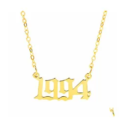 Подвесные ожерелья уникальные годы рождения. Числовые ожерелья для женщин Золотой колье колье Custom Custom 1980 до подвесного подарка на день рождения dh7zx
