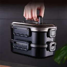 Lunchlådor Rostfritt stål Lunchbox Portable Business Simple Compartment Bento Boxs Kök läcksäker matbehållare för män Fitness Meal 221202