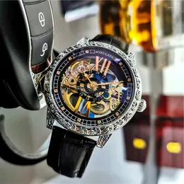 Armbandsur Aokulasic Hollow Mechanical Sport Watches Automatic Men's Fashion Tourbillon Man Retro Montre Automatique Homme