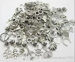 Charms mistos de 100pcs/lote Big Hole Bounds Dangle Charms Pingents for Jewelry Making Achiefings DIY