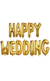12pcsset szczęśliwy ślub uroczy foliowe listy helu dekoracje balonowe rocznica dekoracje złoty kolor 16 cali 4239452