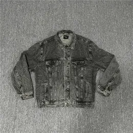 Herrjackor High Street Vintage Wash Jacket Jeans Jacket Män och kvinnor Loose Casual Basic Coat T221202