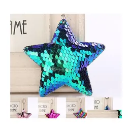 Key Rings Mermaid Scale Star Keychain Design Sequin Key Ring Holders Bag Hangs Fashion Jewelry Gift Drop Shi Delivery Dhmst