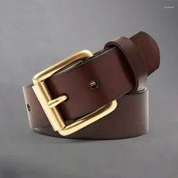Belts Men's Belt Business Casual Copper Head Pin Buckle Genuine Leather Pure Cowhide Adult 2