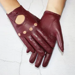 Five Fingers Gloves style sheepskin gloves women leather thin single layer unlined hollow breathable riding motorcycle gloves spring and summer 221202