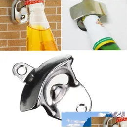 Openers Stainless Steel Wall Mounted Bottle Opener Creative Beer Use Screws Fix On The Drop Delivery Home Garden Kitchen Dining Bar Dhiay
