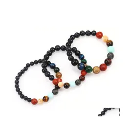 Beaded Eight Planets Bead Bracelet Men Natural Stone Universe Solar Yoga Chakra Elastic String For Jewelry Wholesale Drop Delivery Br Dhmsj