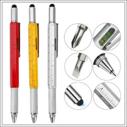 Penna a sfera multifunzione 7 in1 con moderno strumento portatile Misura righello tecnico Cacciavite Touch Screen Stilo Livella