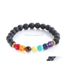 Perlen gemischte Stile Naturstein runde Form Perlen Lava Chakra Heilung Perlen Armbänder Schmuck Geschenk Drop Lieferung Dhrm8