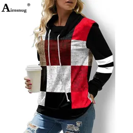 Damen Hoodies Sweatshirts Aimsnug Größe 5XL Damen Elegant Freizeit Casual Modell Plaid Sweatshirt Herbst Kapuzen Top Streetwear Pullover 221201