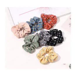 Włosy gumowe opaski polka kropki hair scrunchies elastyczne gumki gumki kucyk uchwyt mody krawat rope koreańskie akcesoria na nakrycia głowy DHK3D