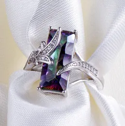 Hochwertige 925 Sterling Silber Rainbow Mystic Topaz CZ Ring Engagement Hochzeit Schmuck Geschenk f￼r Womens4664384