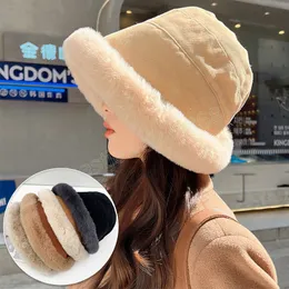 Winter Plush Bucket Hat Warm Velvet Fisherman Caps for Women Lady Thicken Autumn Outdoor Panama Casual Basin Hats