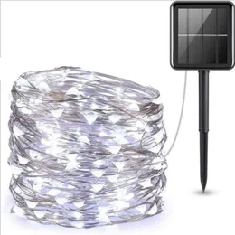 زخارف الحديقة Solar String Fairy Lights 10M 100M 5M 50 LED مقاوم للماء في الهواء الطلق مصباح طاقة طاقة الكريسماس للديكور 221202