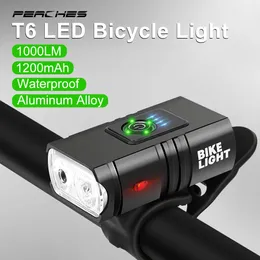 أضواء الدراجة T6 LED LED Front Light 1000lm 6 Modes Bicycle Meadlight Lamp Flashlight Luz Bicicleta Accesorios Para Bicicletas 221201