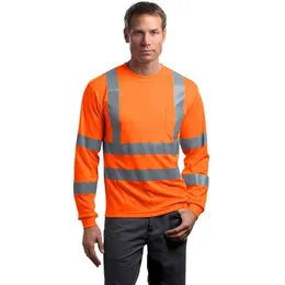 Флуоресцентная апельсиновая длинные рукава с высокой отражающей защитой футболка плюс размер защитный жилет
