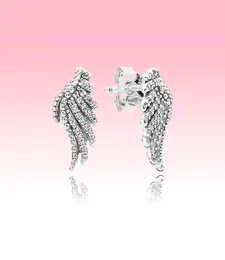 100 Real 925 Sterling Silver Wing Earring 여자 여자 파티 보석 오리지널 박스 Set5328334와 Pandora Feather Stud Earrings.