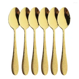 Zestawy naczyń obiadowych 6PCS Gold Dinner łyżka sztućce laspy 304 STALICE MUSTROR 5 KOLOR KOLOROWA STALOWE STALOWE