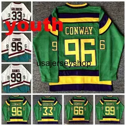 College Hockey Guys Youth Kids Mighty Movie Jersey #33 Greg Goldberg #96 Charlie Conway #99 Adam Banks #66 Gordon Bombay