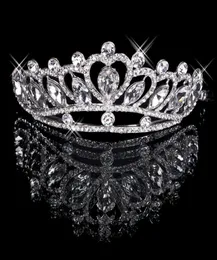 Hair Tiaras In Stock Cheap 2020 Diamond Rhinestone Wedding Crown Hair Band Tiara Bridal Prom Evening Jewelry Headpieces 180251344534