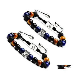 Fascino di perline Braccialetto di pietra naturale Braccialetto quadrato di argento Energia Yoga Braccialetti regolabili con perline Gioielli di moda per le donne Regalo di Natale Dhjry