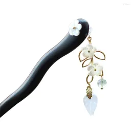 Torebki biżuterii Handmand Ebony Snake Shell Hair Pin Stick Fork Akcesorium Klip Codziennie drewniane liście mąki